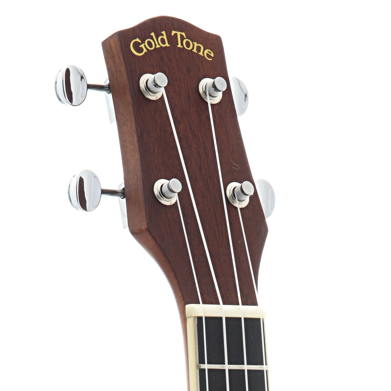 Front headstock of Gold Tone Metal Body Concert ResoUke 