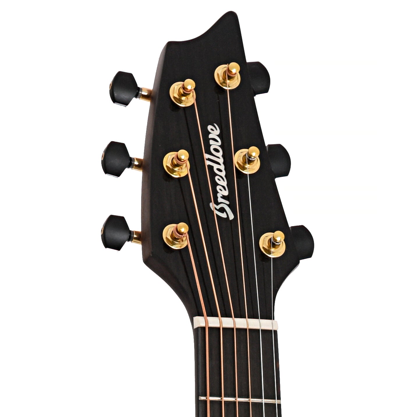 Front headstock of Breedlove Organic Performer Pro Concert Aged Toner CE European-African Mahogany