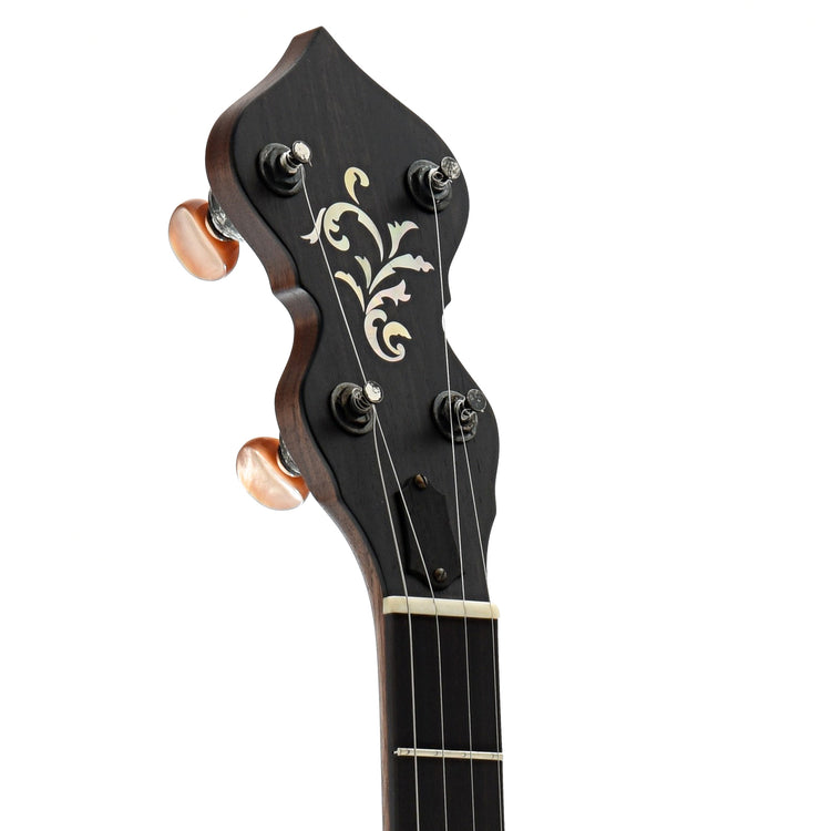 Front Headstock of Ome Flora 12" Openback Banjo 
