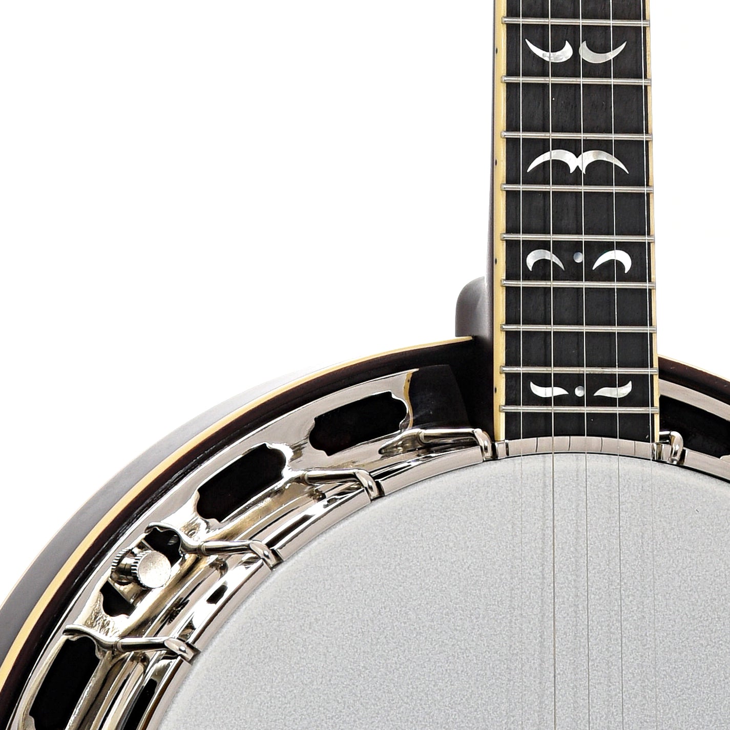 Front neck and body joint of Recording King Madison Deluxe Resonator Banjo, Maple