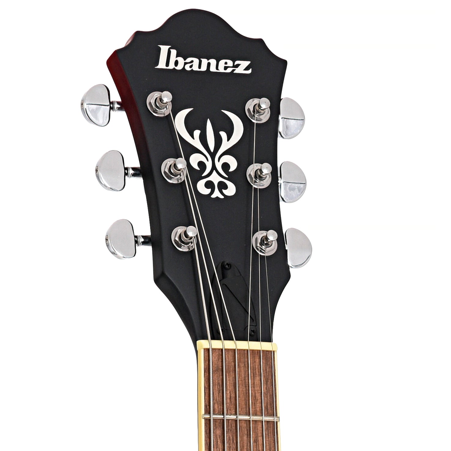Front headstock of Ibanez Artcore AS53, Sunburst Red Flat