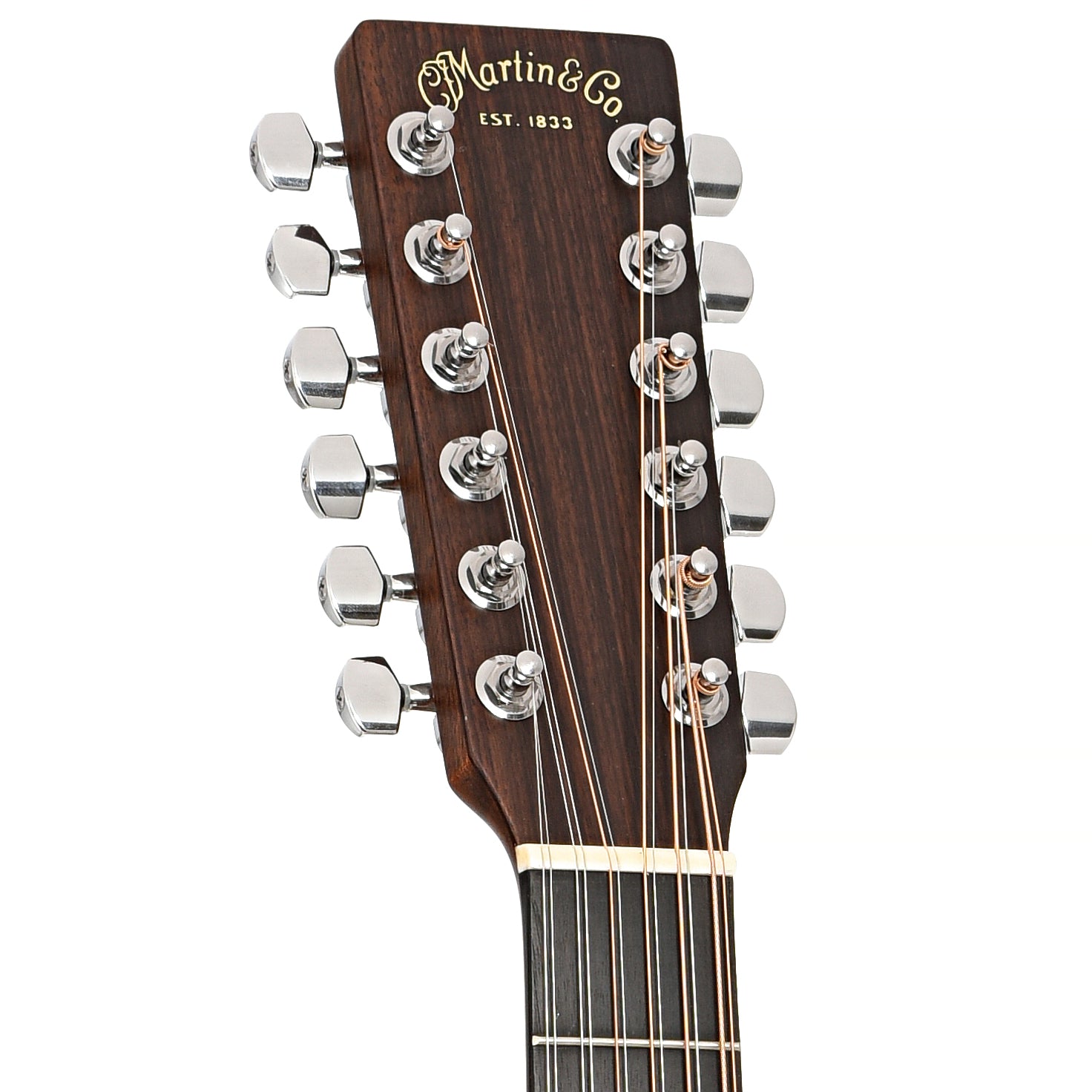Front headstock of Martin Grand J-16E Lefthanded Thin-Body 12-String