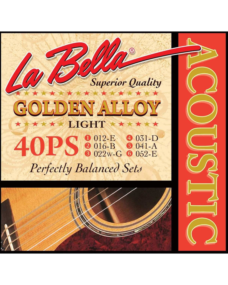 Image 1 of La Bella 40PS Golden Alloy Light Gauge Acoustic Guitar Strings - SKU# 40PS : Product Type Strings : Elderly Instruments