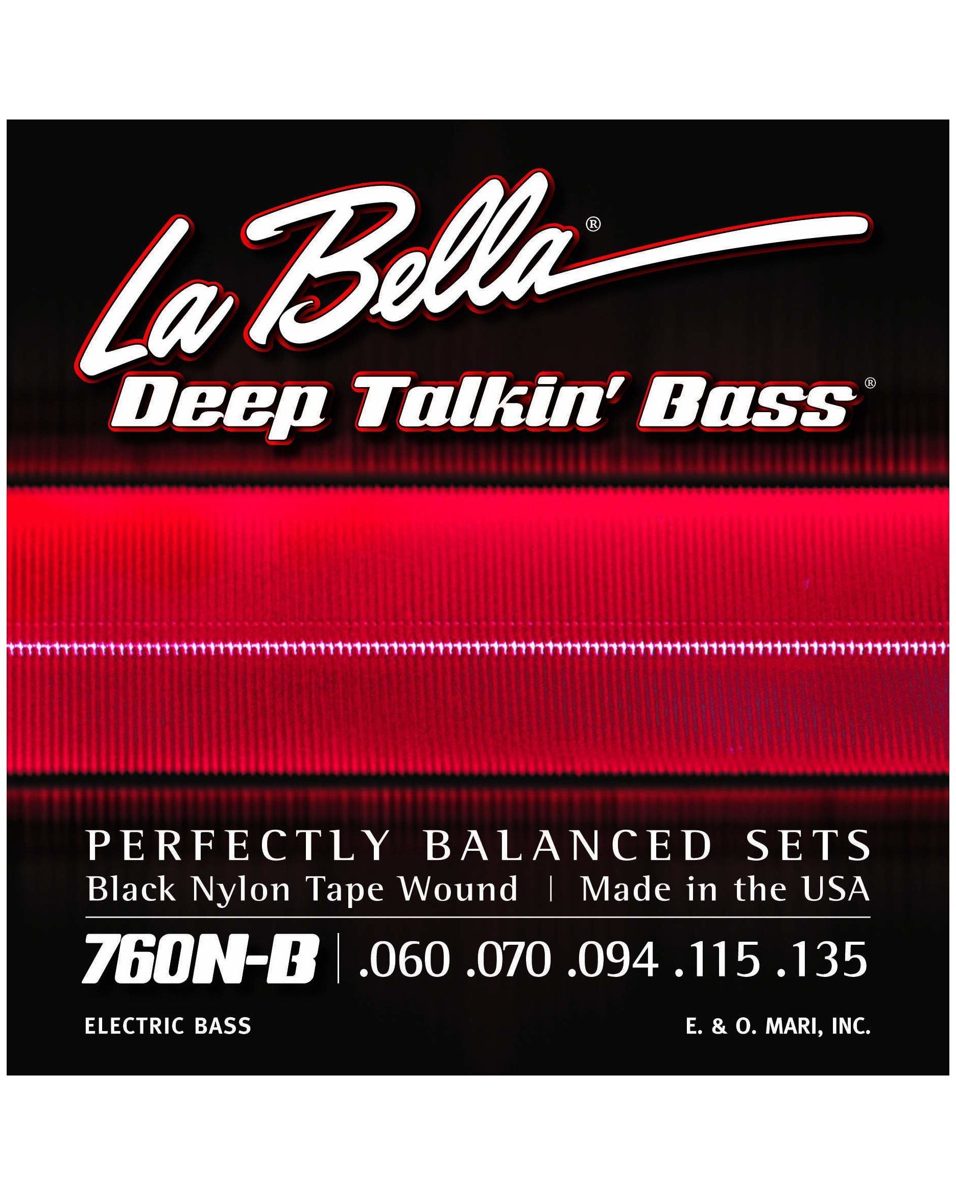 Image 1 of La Bella 760N-B Deep Talkin' Black Nylon Tape Wound Standard Tension 5-String Electric Bass Strings - SKU# 760NB : Product Type Strings : Elderly Instruments