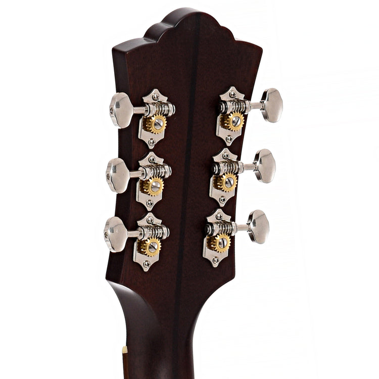Back headstock of Guild USA F-40E Traditional Series Antique Burst Satin