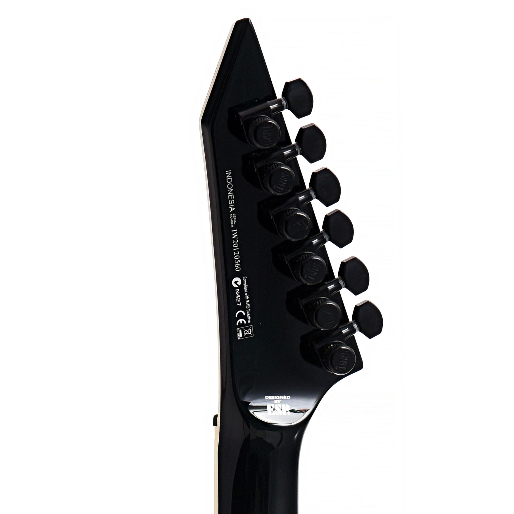 back head stock of ESP LTD H3-1000 Electric Guitar, Black Turquoise Burst