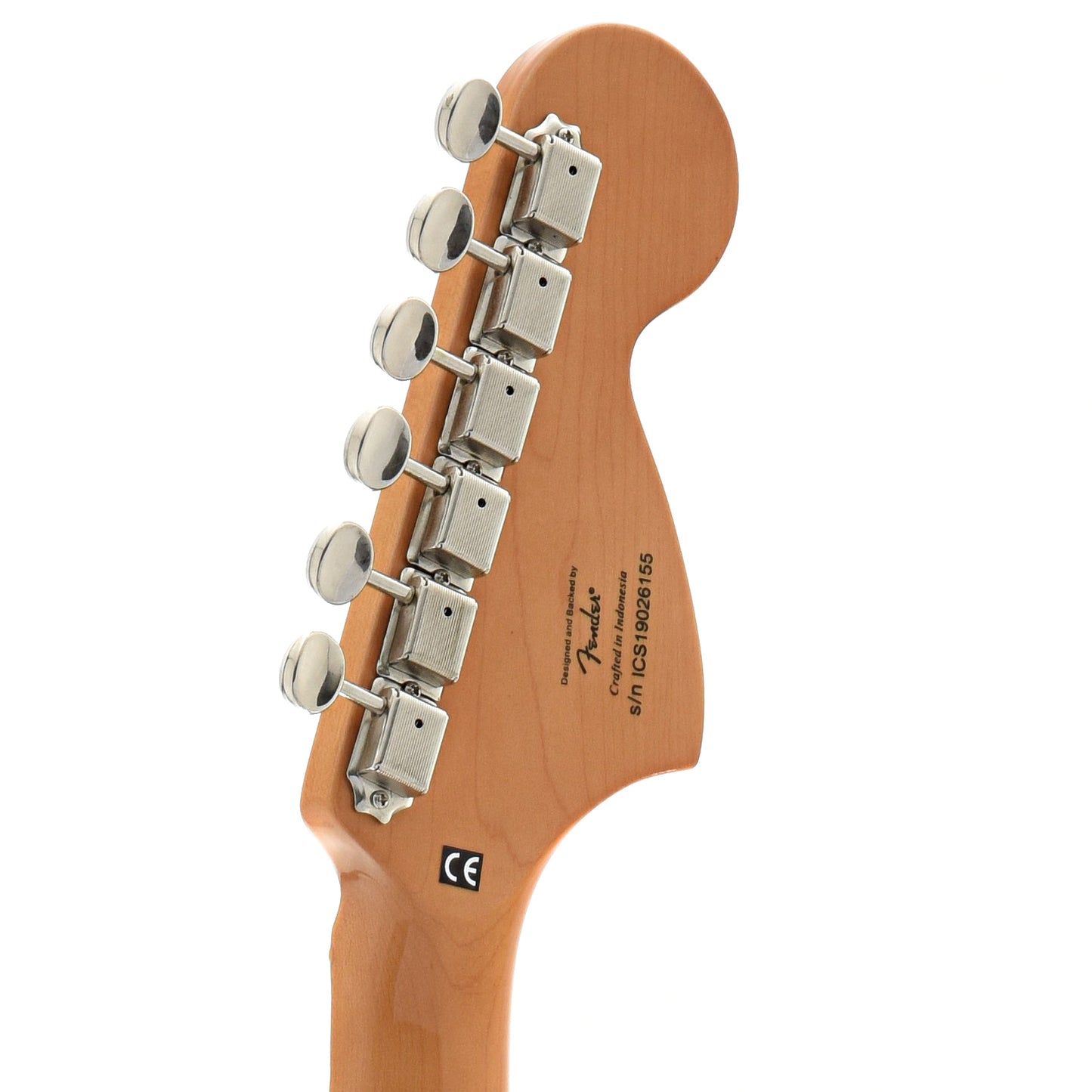 Back headstock of Squier Classic Vibe '70s Stratocaster, Left Handed