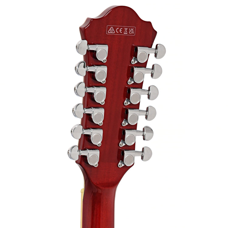 Back headstock of Ibanez Artcore AS7312 SemiHollowbody 12String Transparent Red 