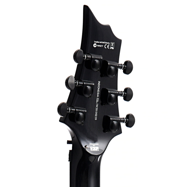 back headstock of ESP LTD H-1001FR Electric Guitar, Black Natural Burst