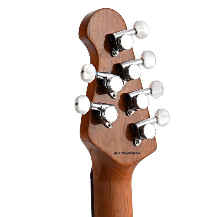 back headstock of Sterling by Music Man Mariposa,Imperial White