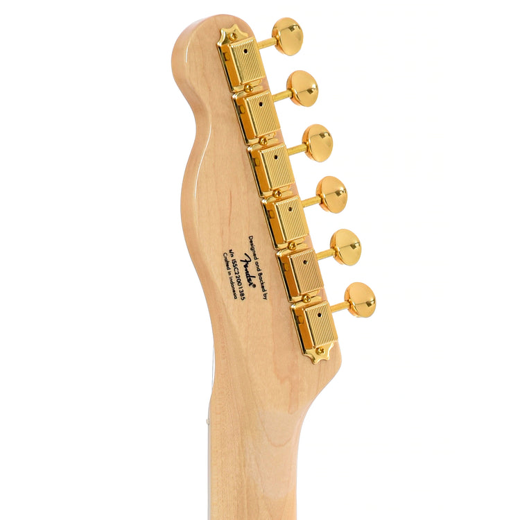 Back headstock of Squier 40th Anniversary Telecaster, Gold Edition, Black
