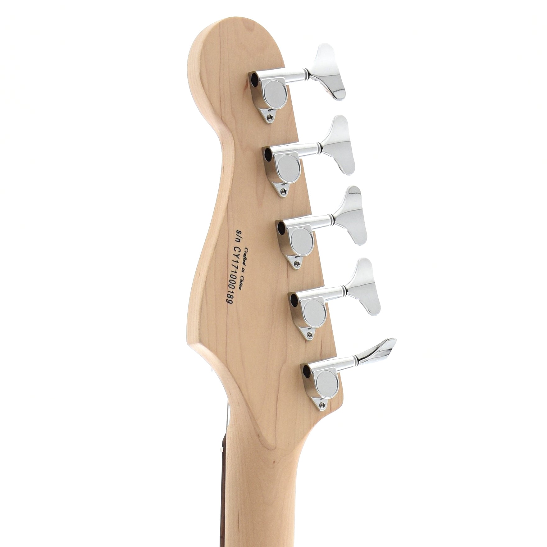 Back headstock of Squier Affinity Jazz Bass 5-String