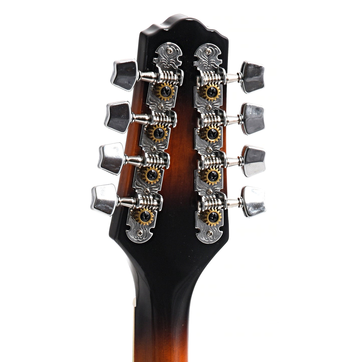 Back Headstock of Ibanez M510 A-Style Mandolin, Brown Sunburst
