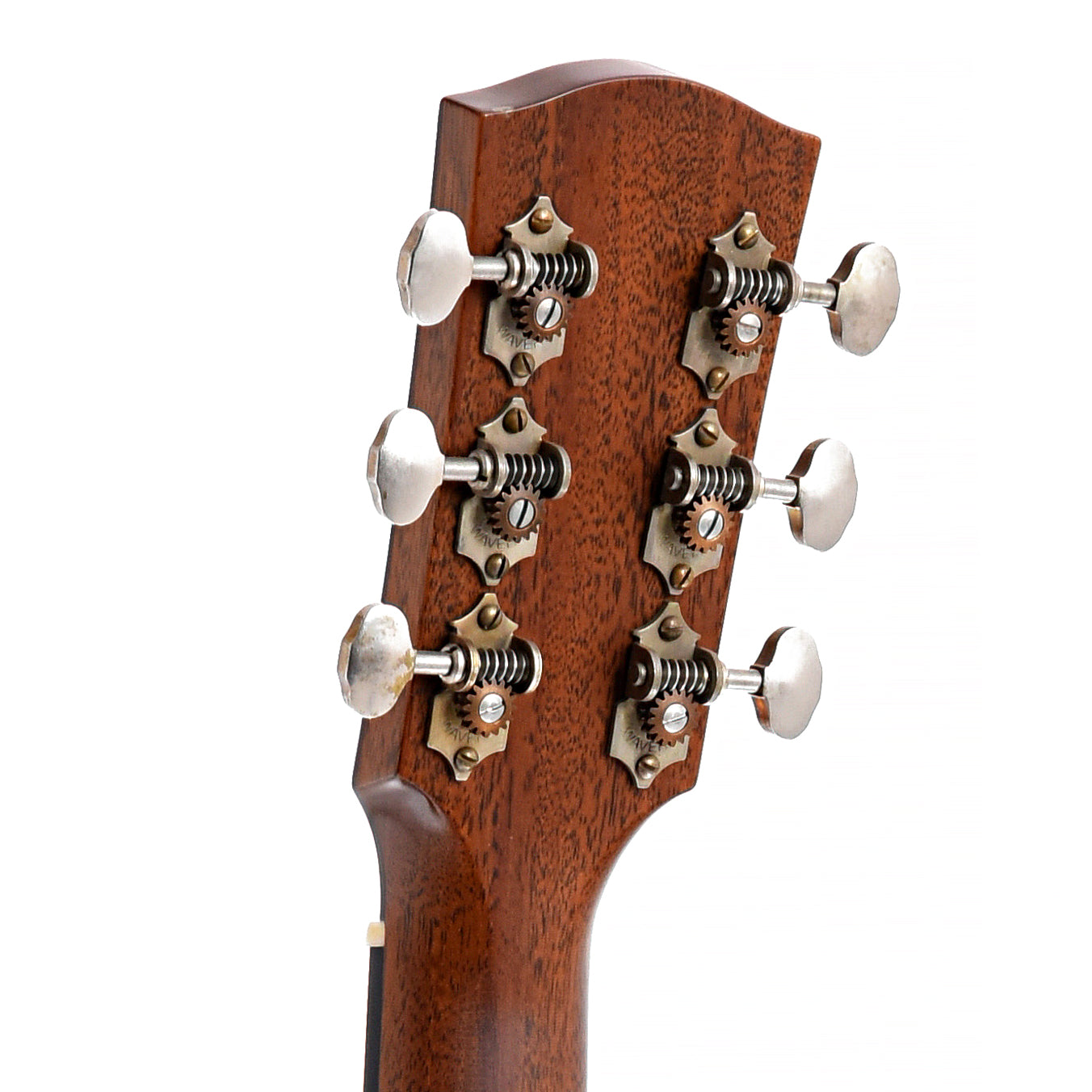 back headstock of Bedell Coffee House Parlor Acoustic