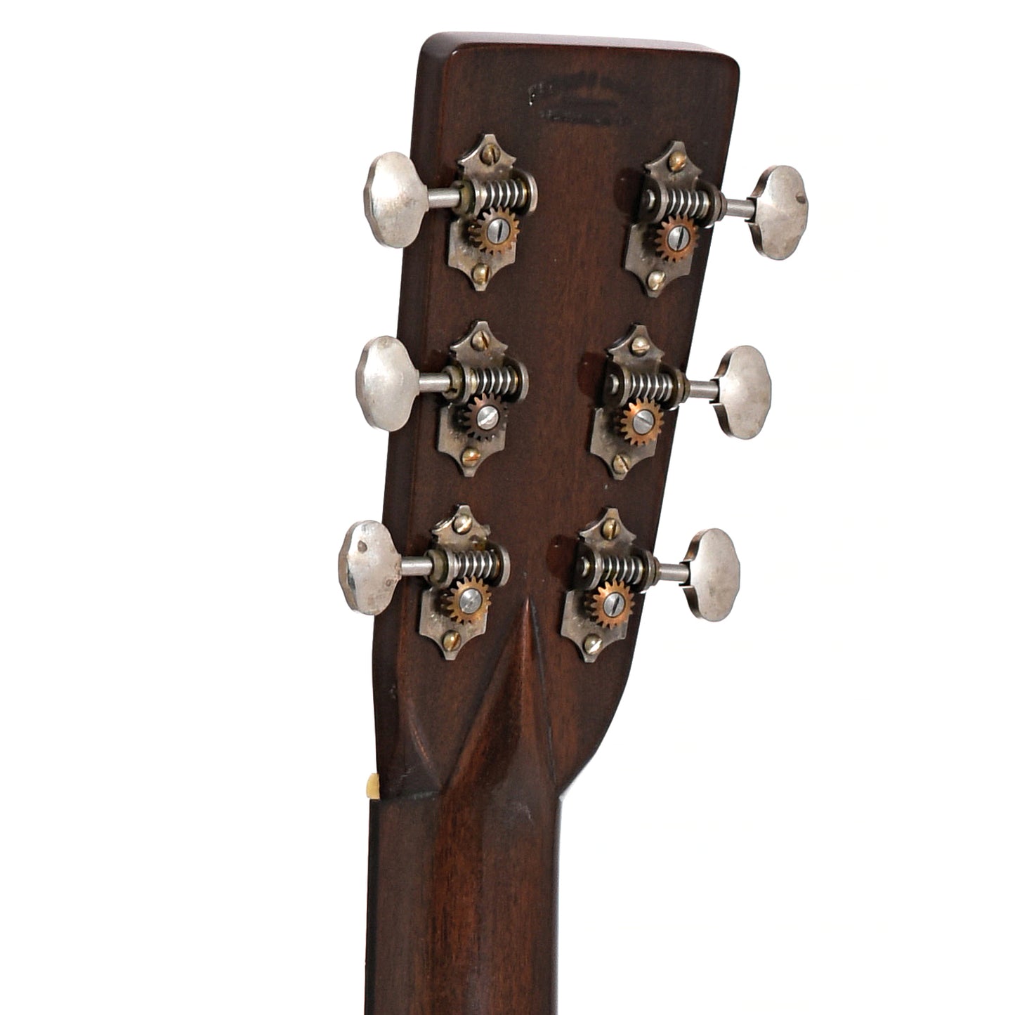 Back headstock of Pre-War Guitar Co. Double Aught (00) Old-Growth Indian Rosewood, Iced-Tea Burst, Level 2 Aging Acoustic