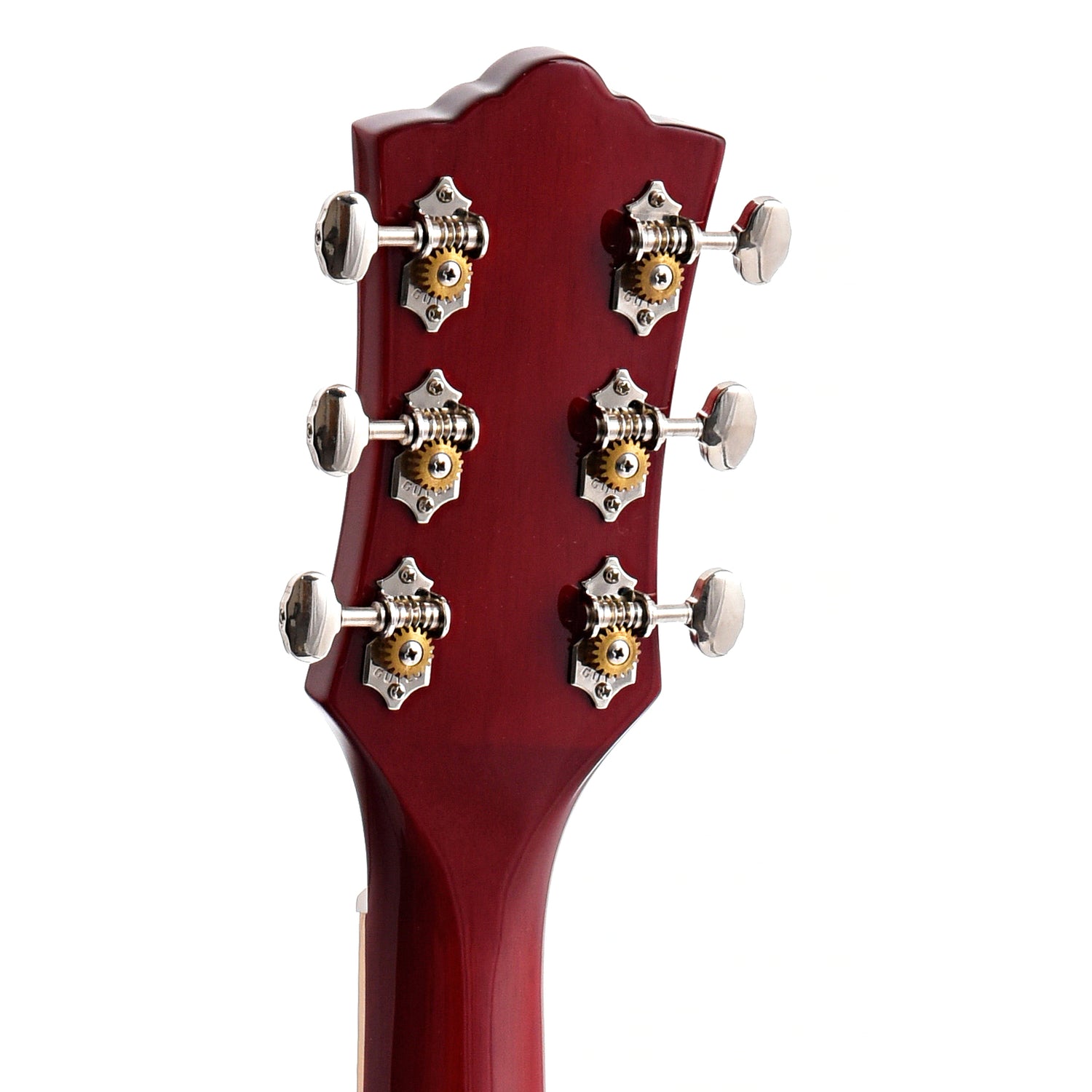 back headstock of Guild Starfire I Double Cutaway Semi-Hollow Body Guitar, Cherry Red