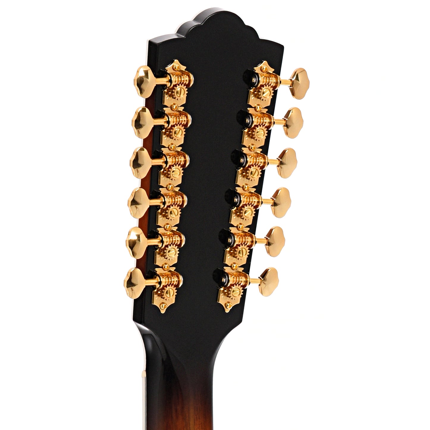 Back headstock of Guild USA F-512E Maple 12-String Guitar, Antique Burst