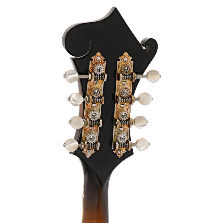 Back headstock of Hinde Custom Instruments "Heritage" F-Model Mandolin,