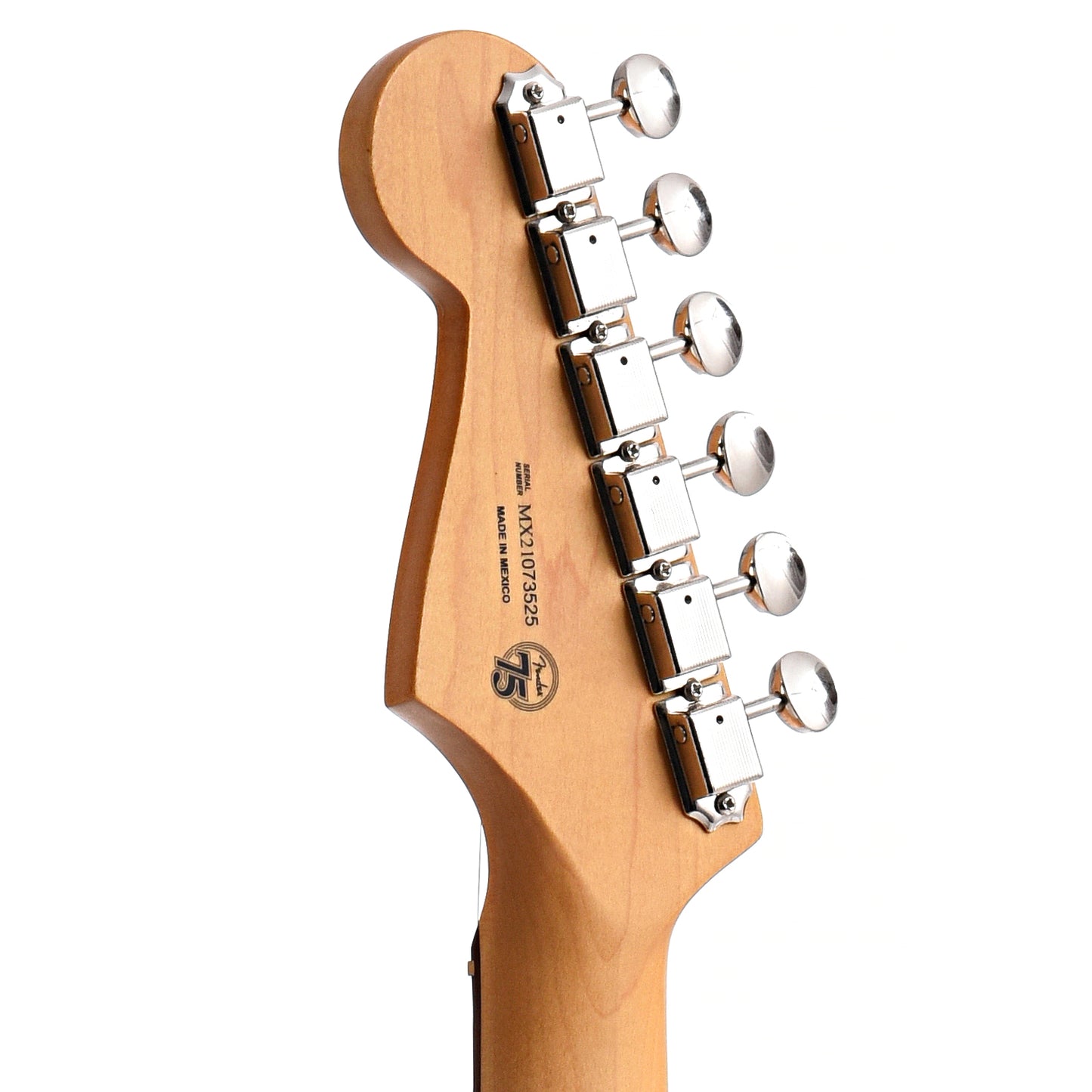 BAck headstock of Fender Noventa Stratocaster, Crimson Red Transparent