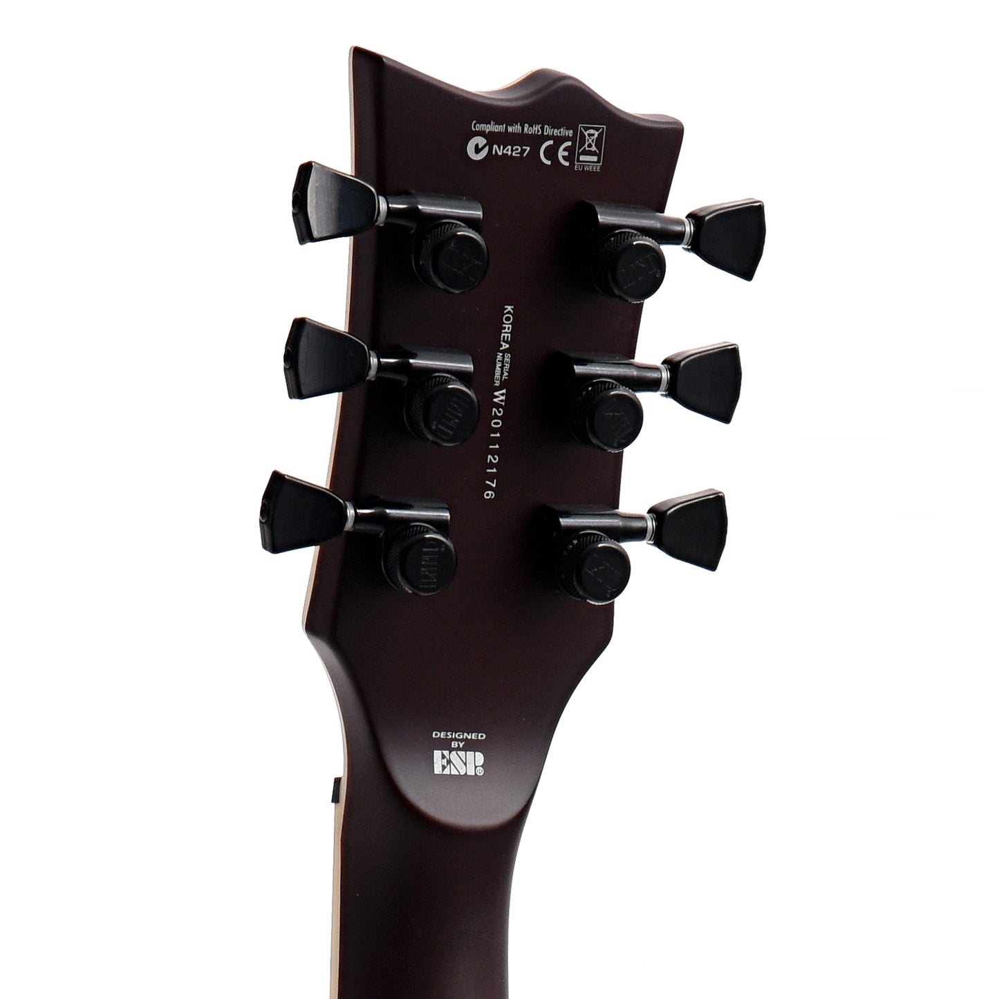 Back headstock of ESP LTD EC-1000T CTM Full Thickness Electric Guitar, Tobacco Sunburst Satin