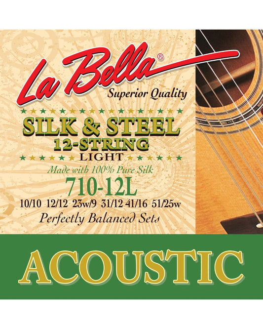 Image 1 of La Bella 710-12L Silk & Steel Light Gauge 12-String Acoustic Guitar Strings - SKU# 71012L : Product Type Strings : Elderly Instruments