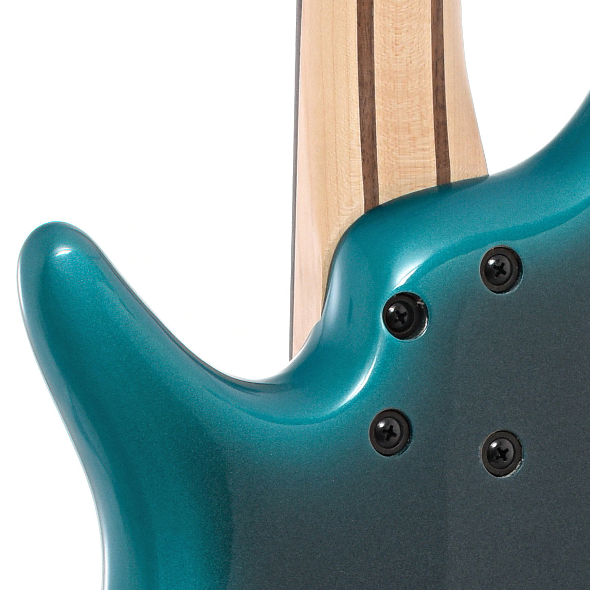Neck joint of Ibanez SR300E Cerulean Aura Burst bass