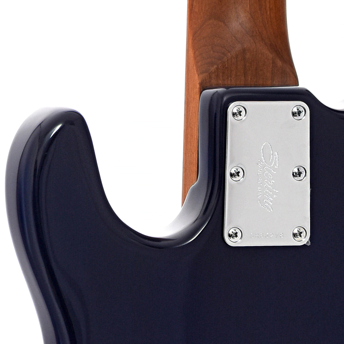 Image 9 of Sterling by Music Man StingRay34 Flamed Maple 4-String Bass, Neptune Blue- SKU# RAY34FM-NB : Product Type Solid Body Bass Guitars : Elderly Instruments