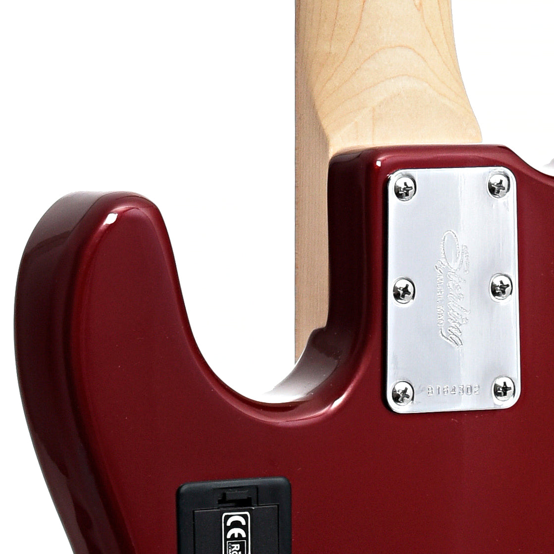 Image 9 of Sterling by Music Man StingRay HH Bass, Candy Apple Red - SKU# RAY4HH-CAR : Product Type Solid Body Bass Guitars : Elderly Instruments