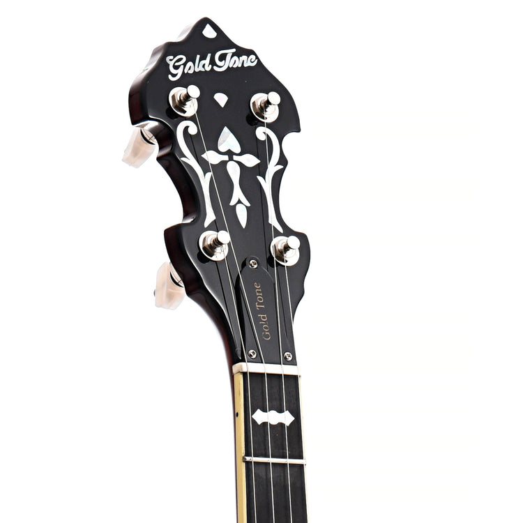 Front Headstock of Gold Tone OB-3 "Twanger" Resonator Banjo 