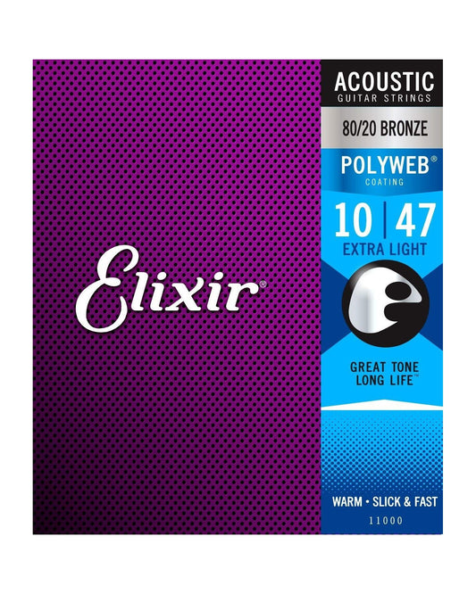 Image 1 of Elixir 11000 80/20 Bronze Polyweb Extra Light 6-String Acoustic Guitar Strings - SKU# 11000 : Product Type Strings : Elderly Instruments