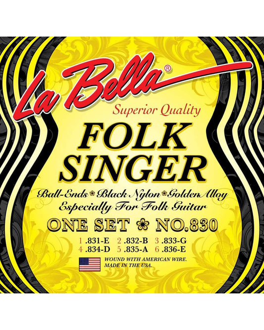 Image 1 of La Bella Set No. 830 Folk Singer Black Nylon Acoustic Guitar Strings - SKU# L830 : Product Type Strings : Elderly Instruments