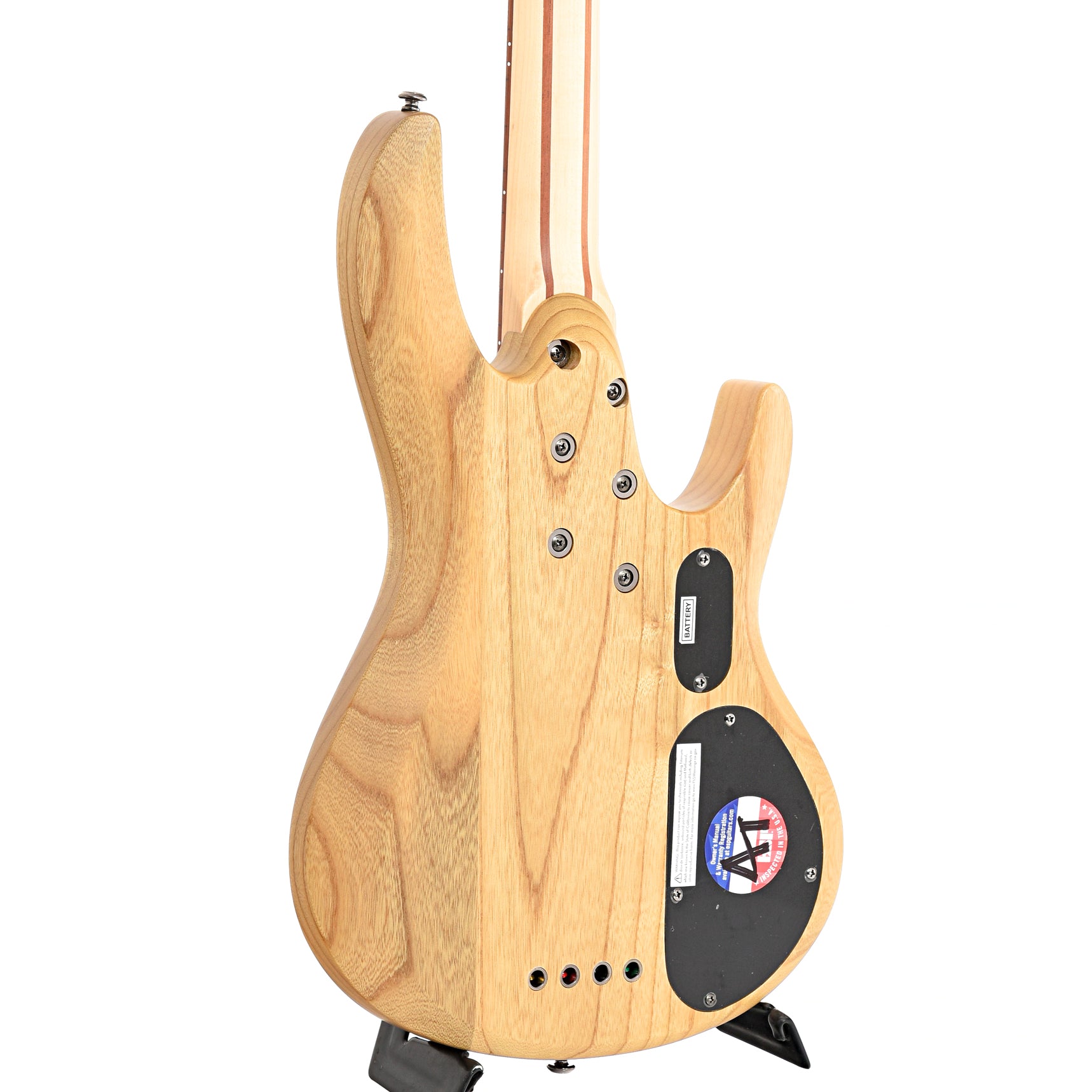 back and side of ESP LTD Left Handed B-204SM Spalted Maple Natural Satin 4-String Bass