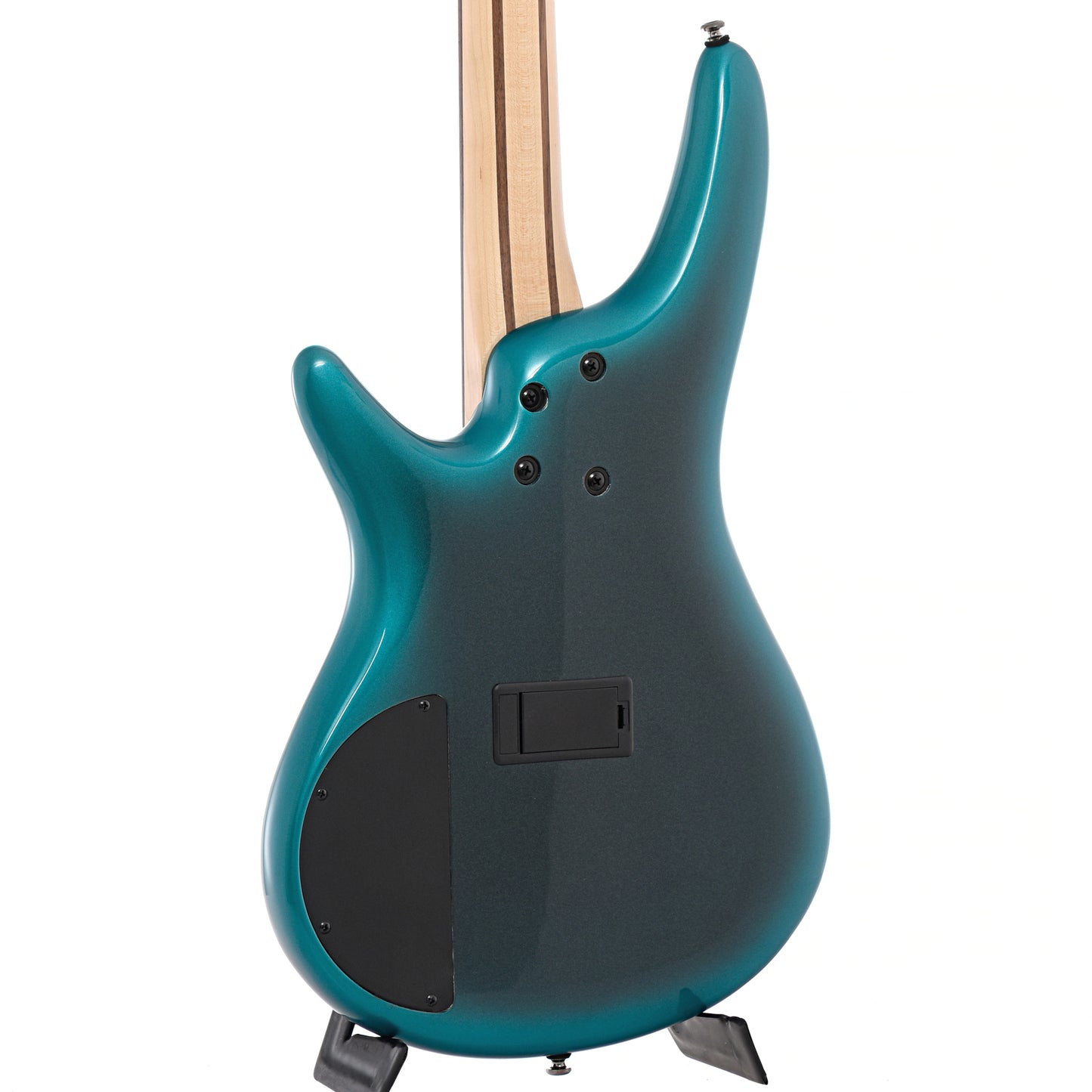 Back and side of Ibanez SR300E Cerulean Aura Burst bass