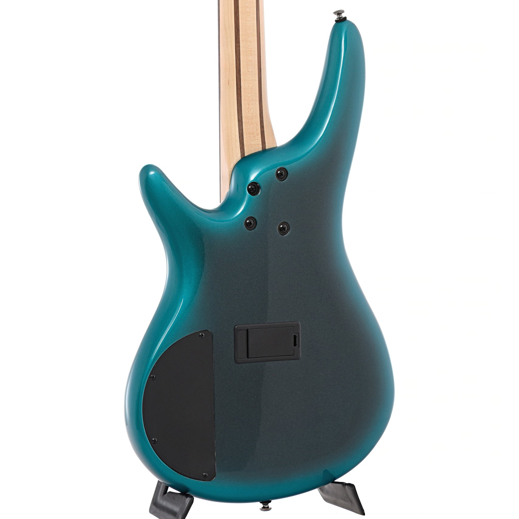 Back and side of Ibanez SR300E Cerulean Aura Burst bass
