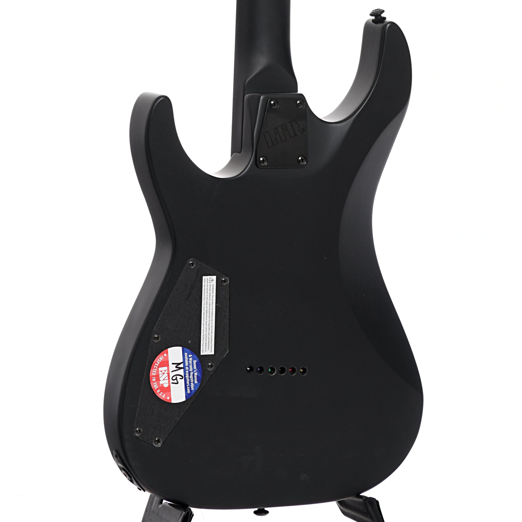 Back and side of ESP LTD M-201HT Electric Guitar, Black Satin