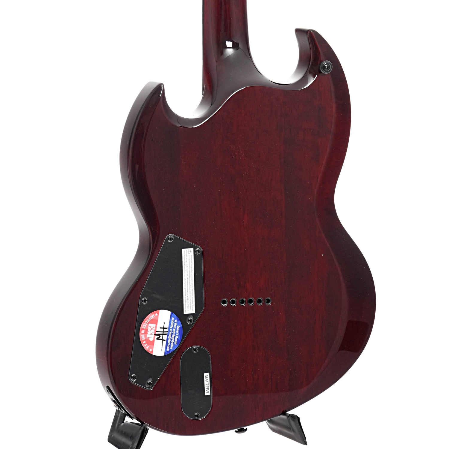 Back and side of ESP LTD Viper-1000 Electric Guitar, See Thru Black Cherry