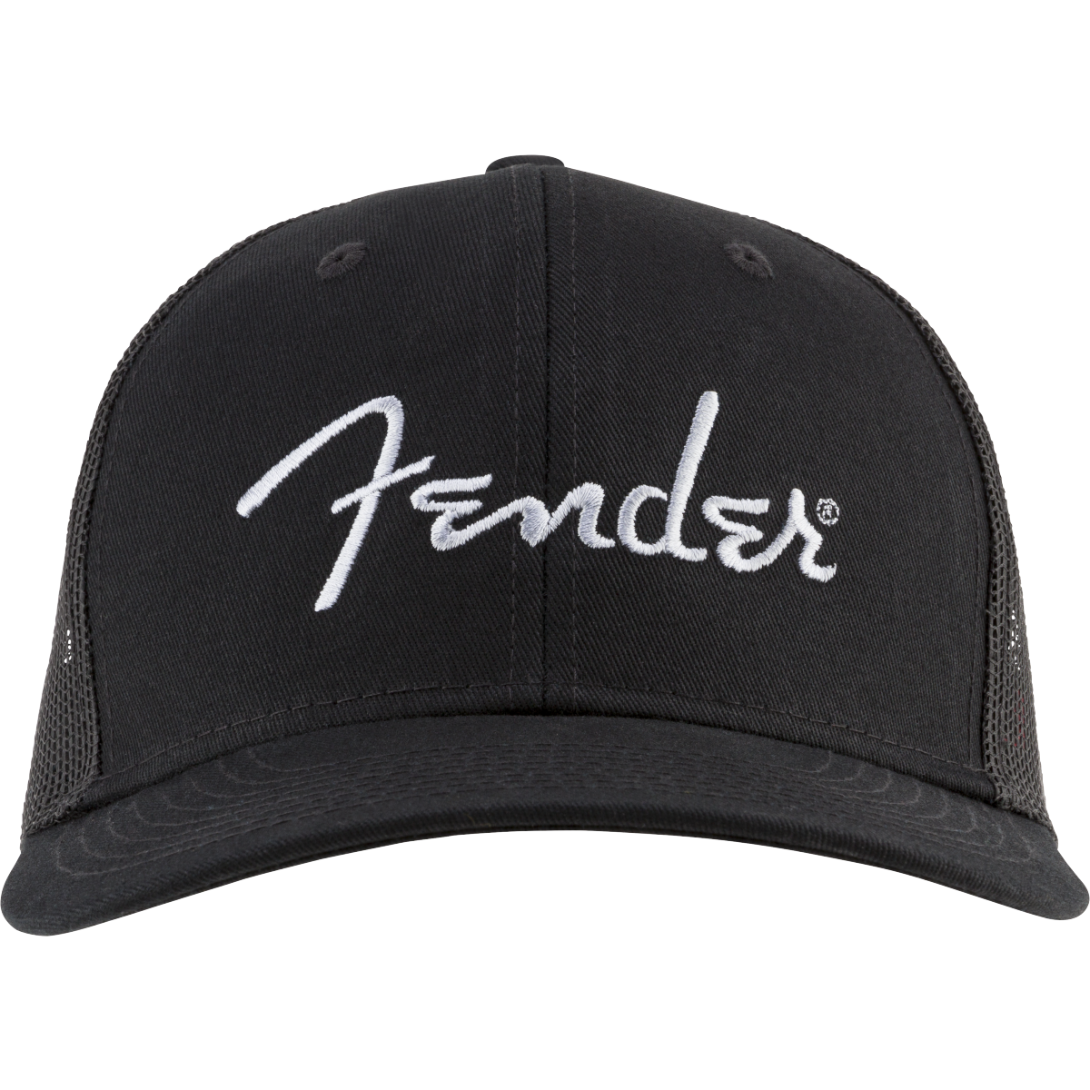 Front of Fender Silver Logo Snapback Hat
