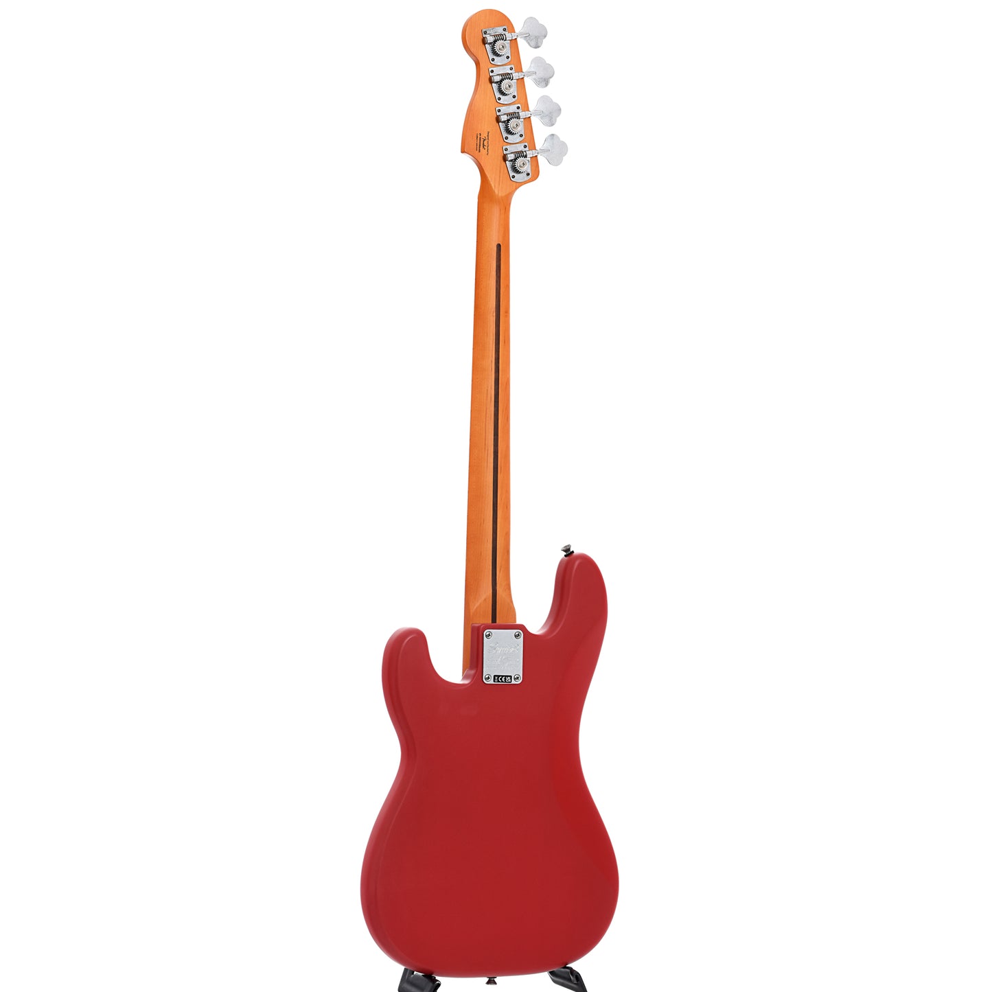 Full back and side of Squier 40th Anniversary Precision Bass, Vintage Edition, Satin Dakota Red