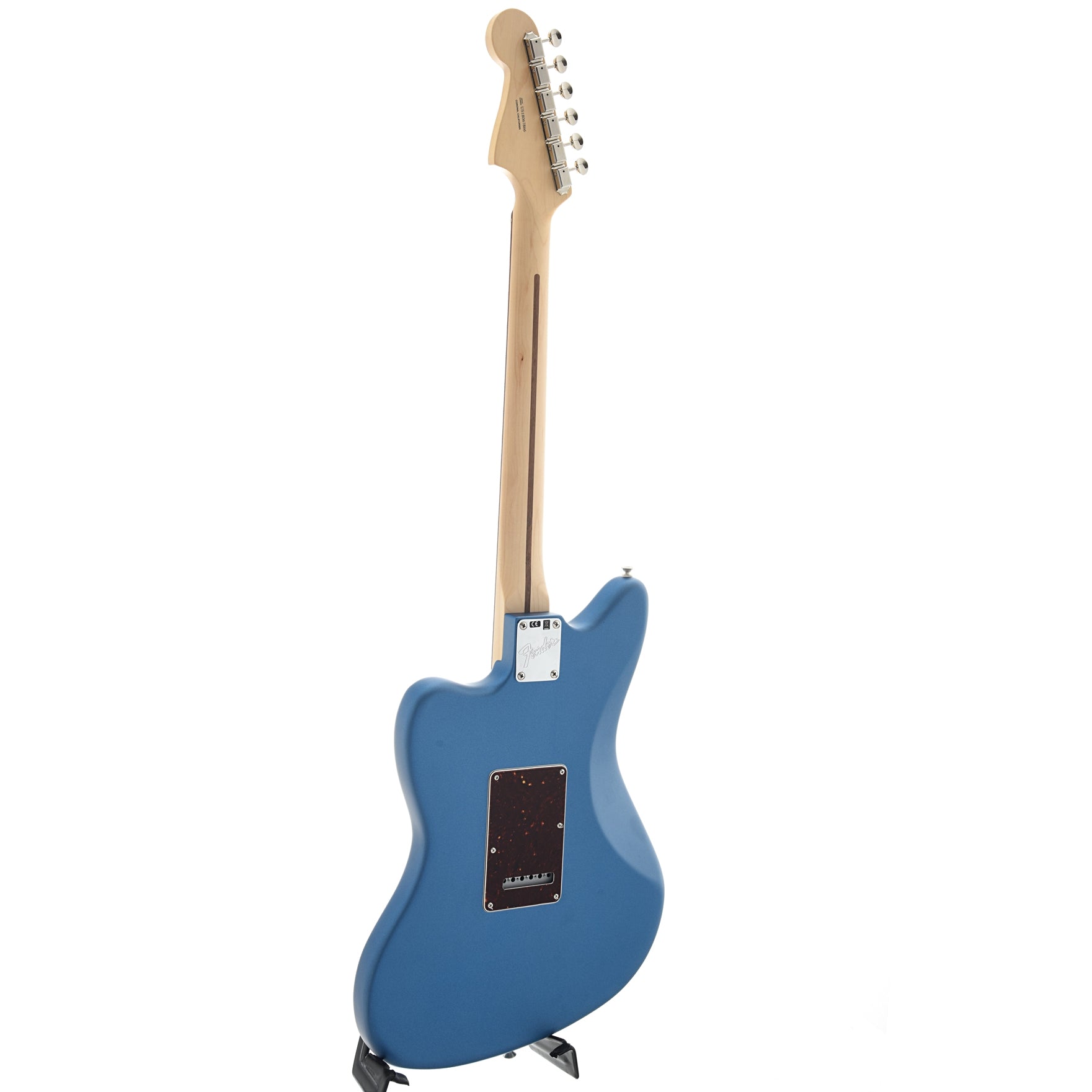 Full back and side of Fender American Performer Jazzmaster, Lake Placid Blue