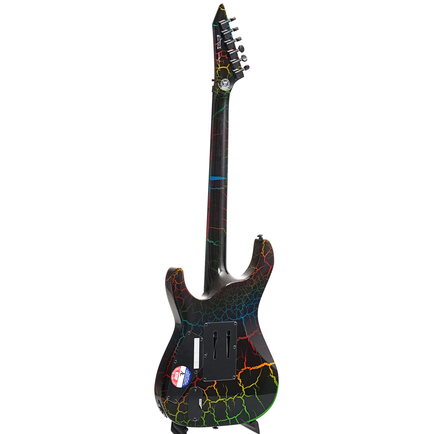 Full Back and Side of ESP LTD M-1 Custom '87 Rainbow Crackle Electric Guitar