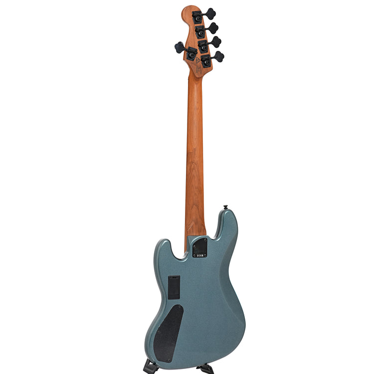 Full back and side of Squier Contemporary Active Jazz Bass HH V, Gunmetal Metallic