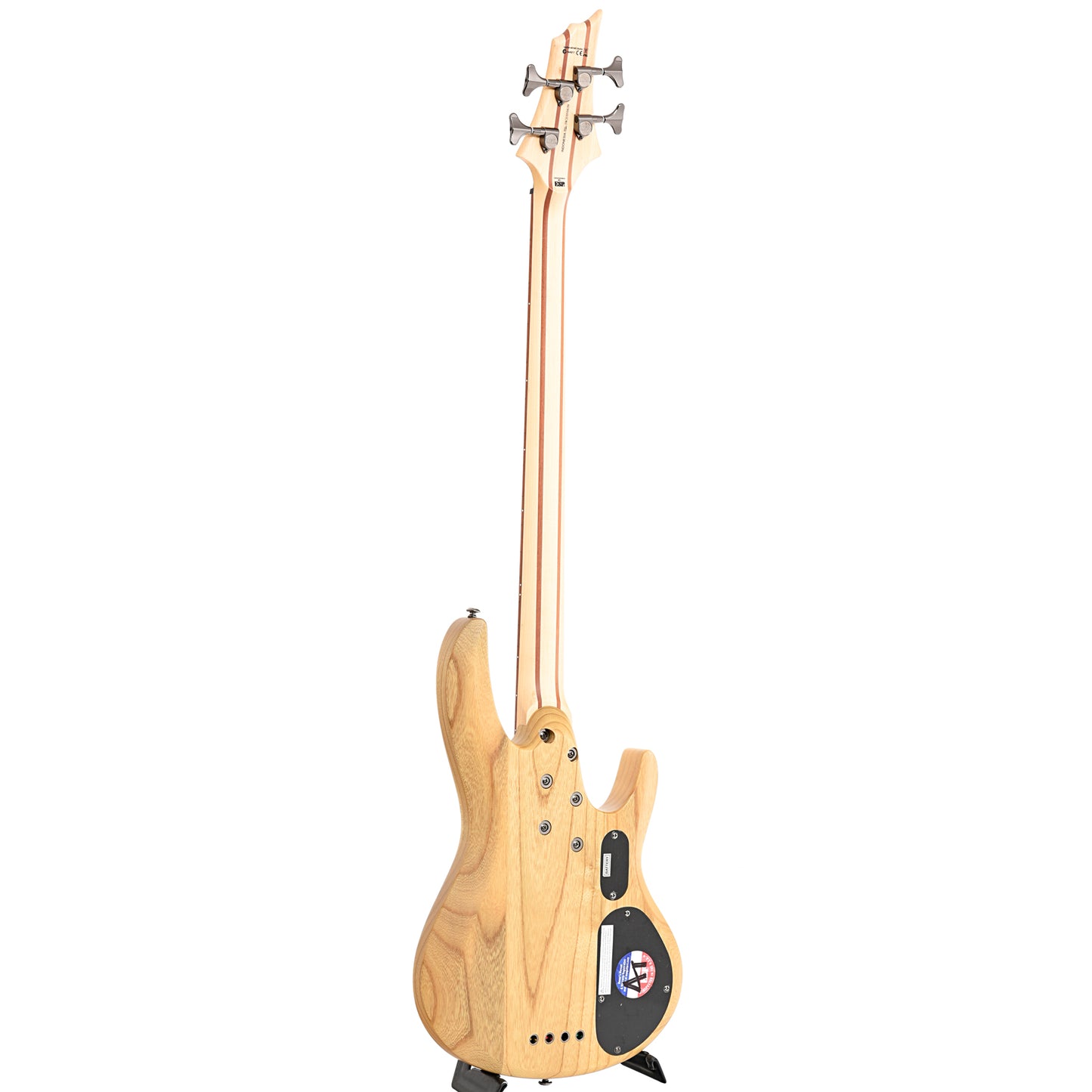 full back and side of ESP LTD Left Handed B-204SM Spalted Maple Natural Satin 4-String Bass