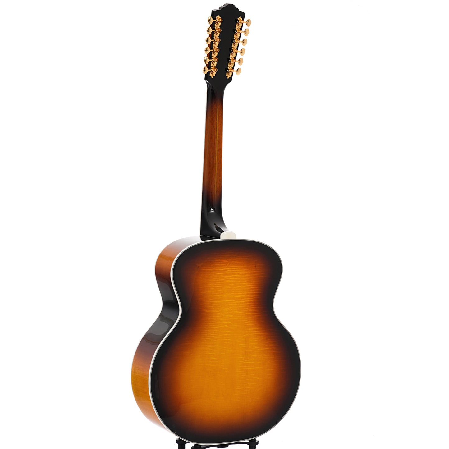 Full back and side of Guild USA F-512E Maple 12-String Guitar, Antique Burst