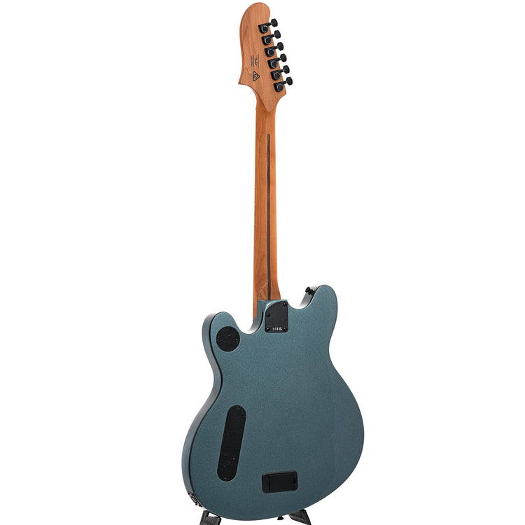 Full back and side of Squier Contemporary Active Starcaster, Gunmetal Metallic