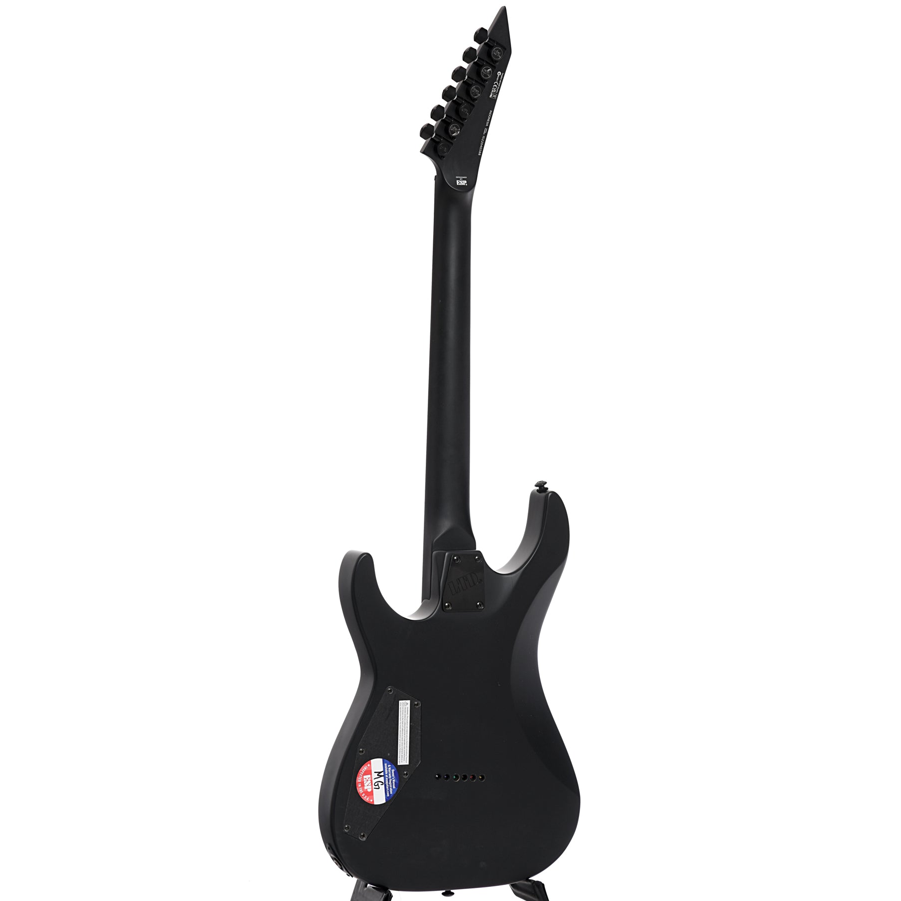 Full back and side of ESP LTD M-201HT Electric Guitar, Black Satin