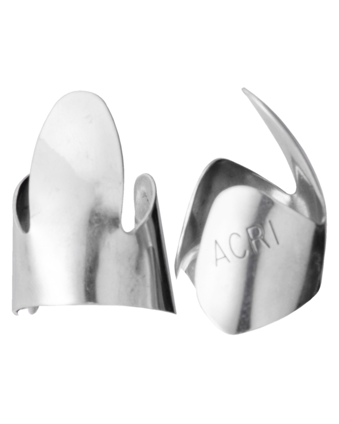 Front and Side of Acri Medium Stainless Steel Fingerpicks 