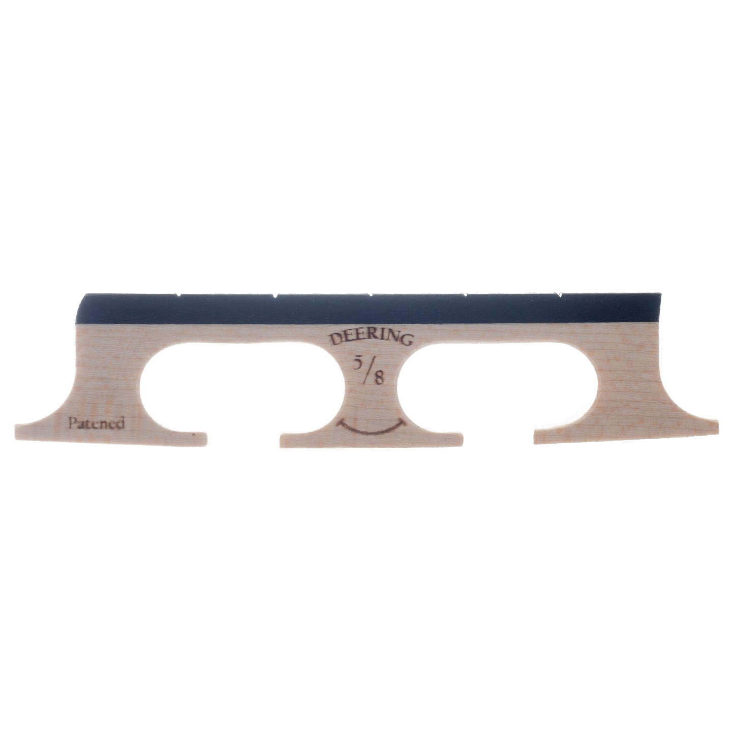 Front of Deering 5/8" Smile Banjo Bridge, with Curved Feet