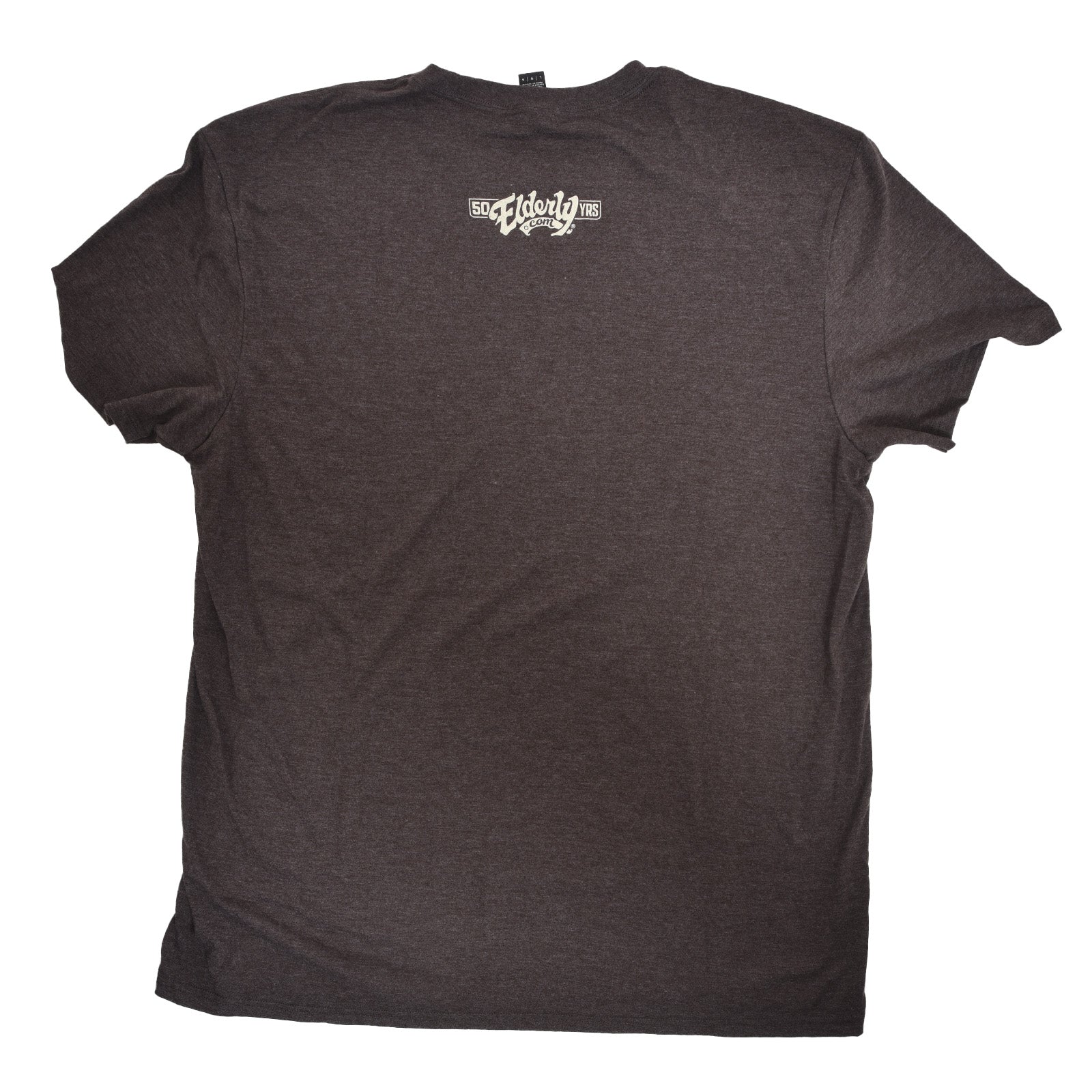 Image 3 of ELDERLY 50TH ANNIVERSARY LOGO TEE HEATHERED BROWN (VARIOUS SIZES)- SKU# TEE89-HB-S : Product Type Accessories & Parts : Elderly Instruments