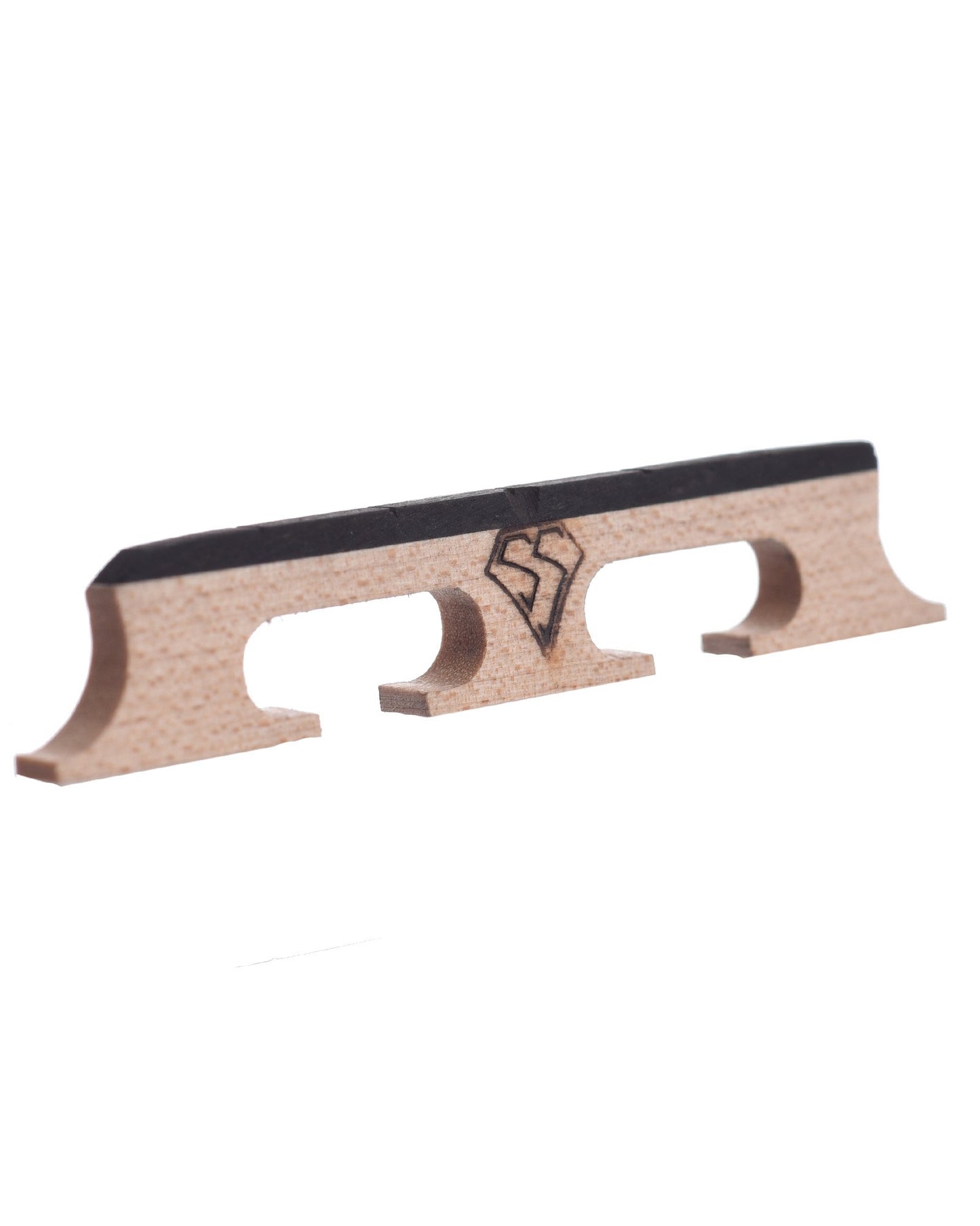 Front and Side of Snuffy Smith New Generation Banjo Bridge, Compensated 1/2" Standard Spaced