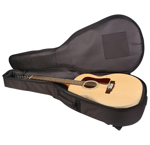 Full Inside and Side of Guild Acoustic Deluxe Gig Bag for Jumbo Junior Models with Guitar Inside